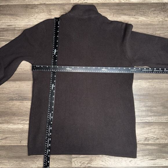 Calvin Klein 1/4 Zip Mock Neck Ribbed Pullover Sweater Men’s Brown Cotton Large - Picture 4 of 4